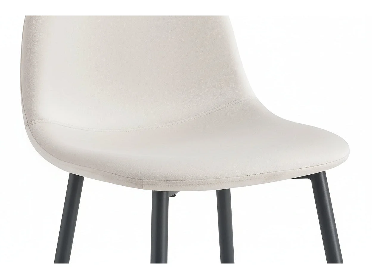 Lot de 2 tabourets de bar velours beige pieds métal noir 69 cm - SCANDINAVE