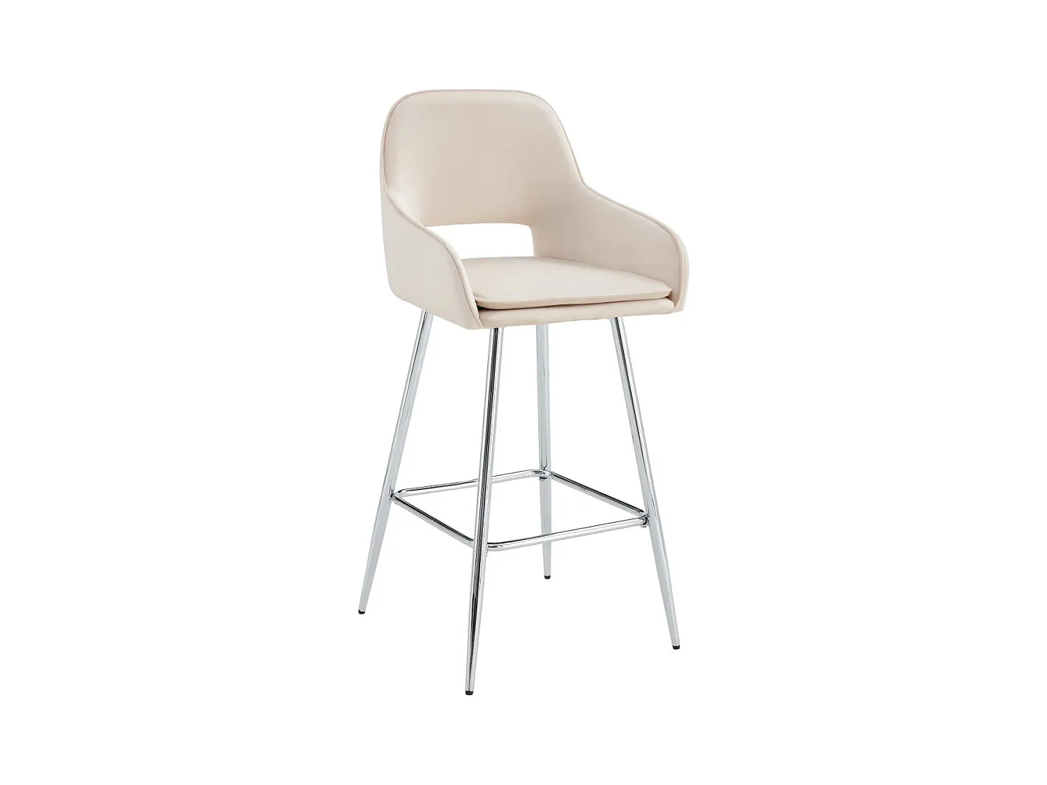 Lot de 2 tabourets de bar ATHENA pied chrome velours