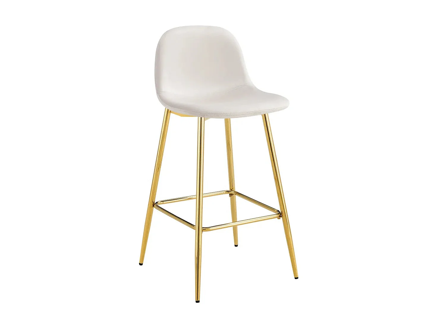 Lot 2 Tabourets de Bar Scandinave Velours Beige Pieds Gold 47,5x43x100cm