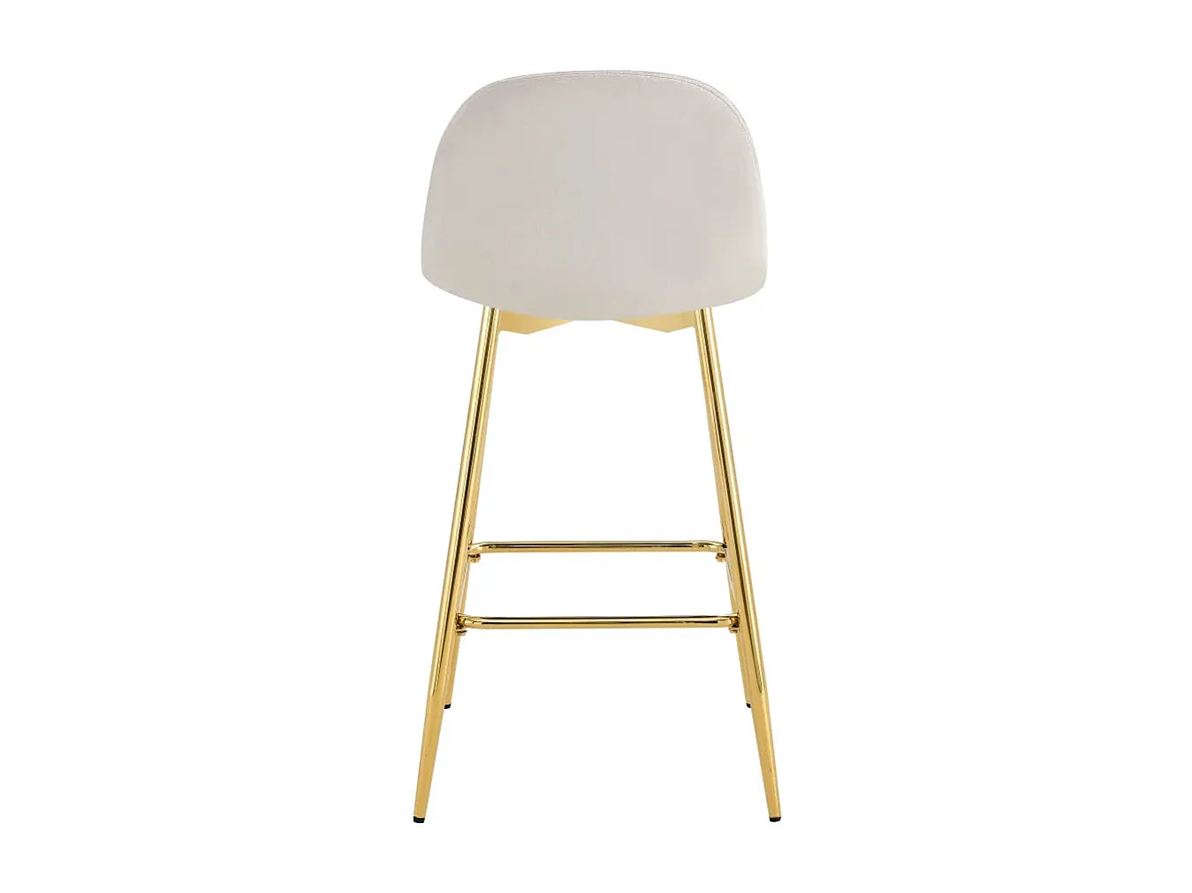 Lot 2 Tabourets de Bar Scandinave Velours Beige Pieds Gold 47,5x43x100cm