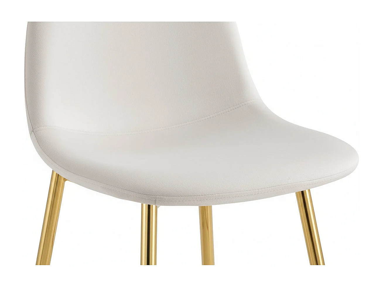 Lot 2 Tabourets de Bar Scandinave Velours Beige Pieds Gold 47,5x43x100cm