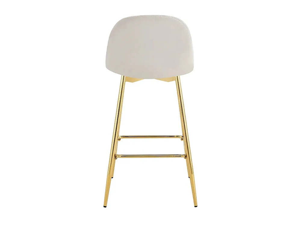 Lot 2 Tabourets de Bar Scandinave Velours Beige Pieds Gold 47,5x43x100cm