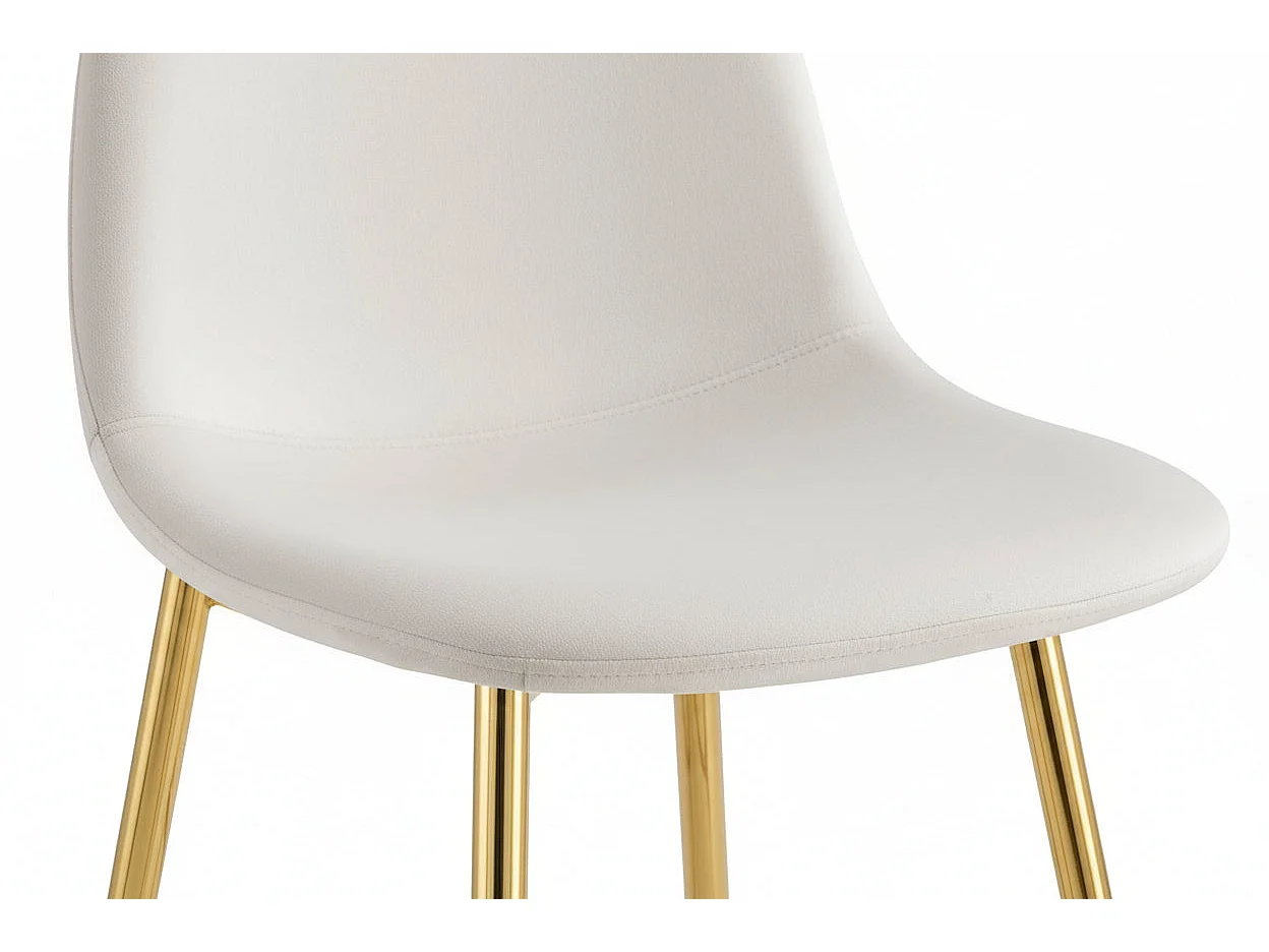Lot 2 Tabourets de Bar Scandinave Velours Beige Pieds Gold 47,5x43x100cm