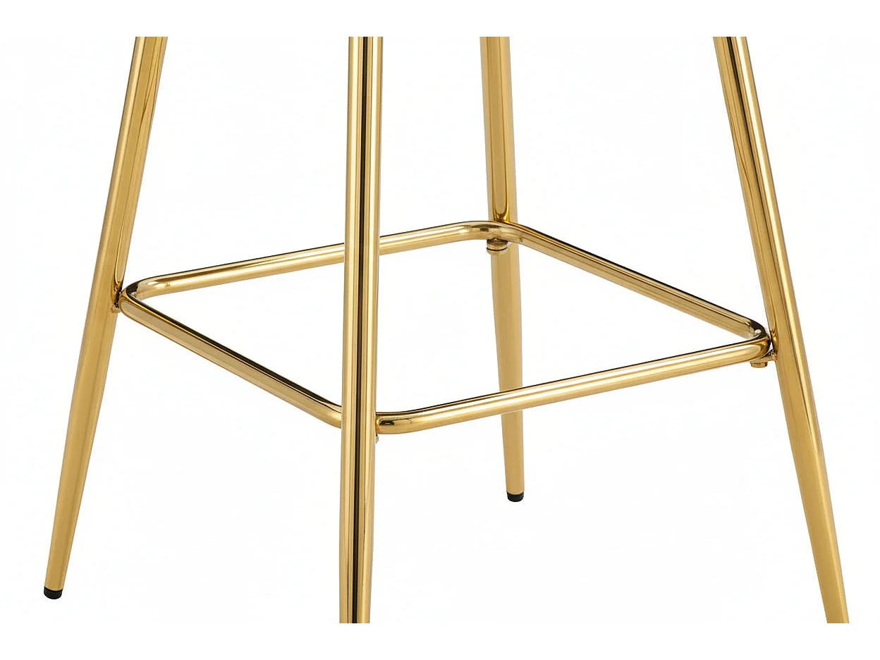 Lot 2 Tabourets de Bar Scandinave Velours Beige Pieds Gold 47,5x43x100cm