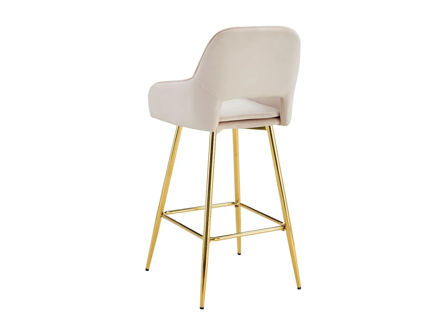Lot 2 Tabourets de Bar Athena Velours Beige Pieds Gold 47x41x104cm