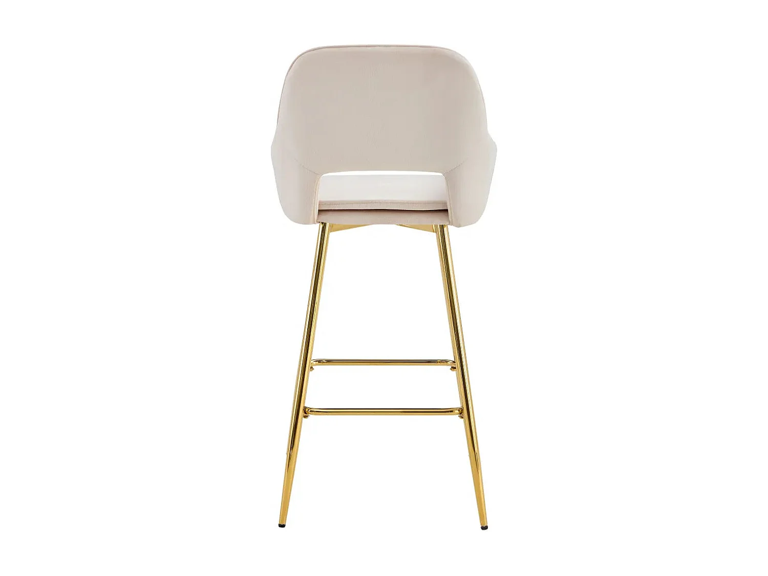 Lot 2 Tabourets de Bar Athena Velours Beige Pieds Gold 47x41x104cm