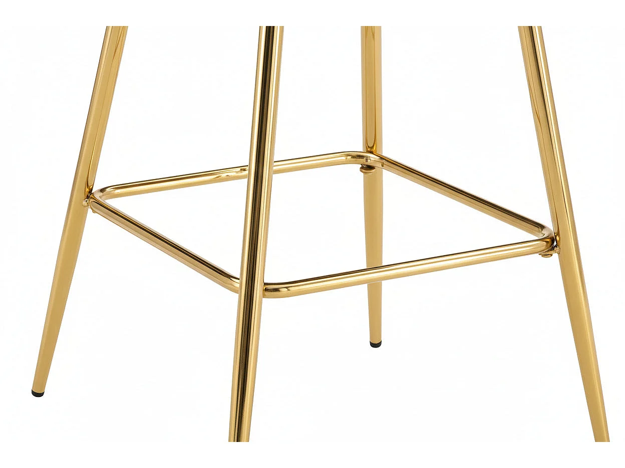 Lot 2 Tabourets de Bar Athena Velours Beige Pieds Gold 47x41x104cm