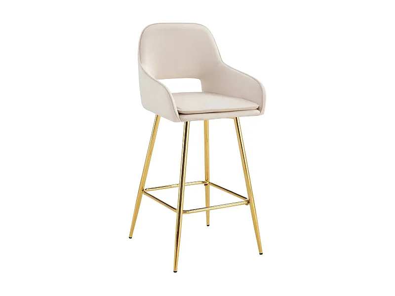 Lot de 2 tabourets de bar ATHENA pied gold velours