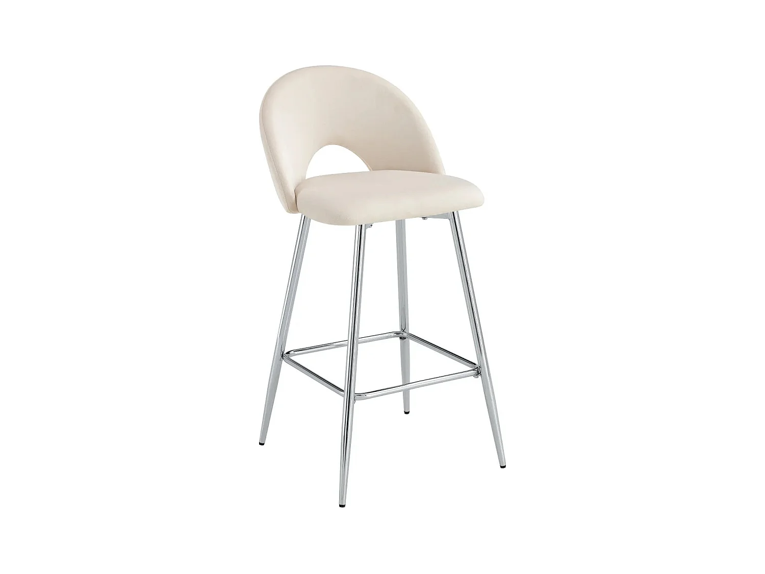 Lot de 2 tabourets de bar TEDDY pied chrome velours