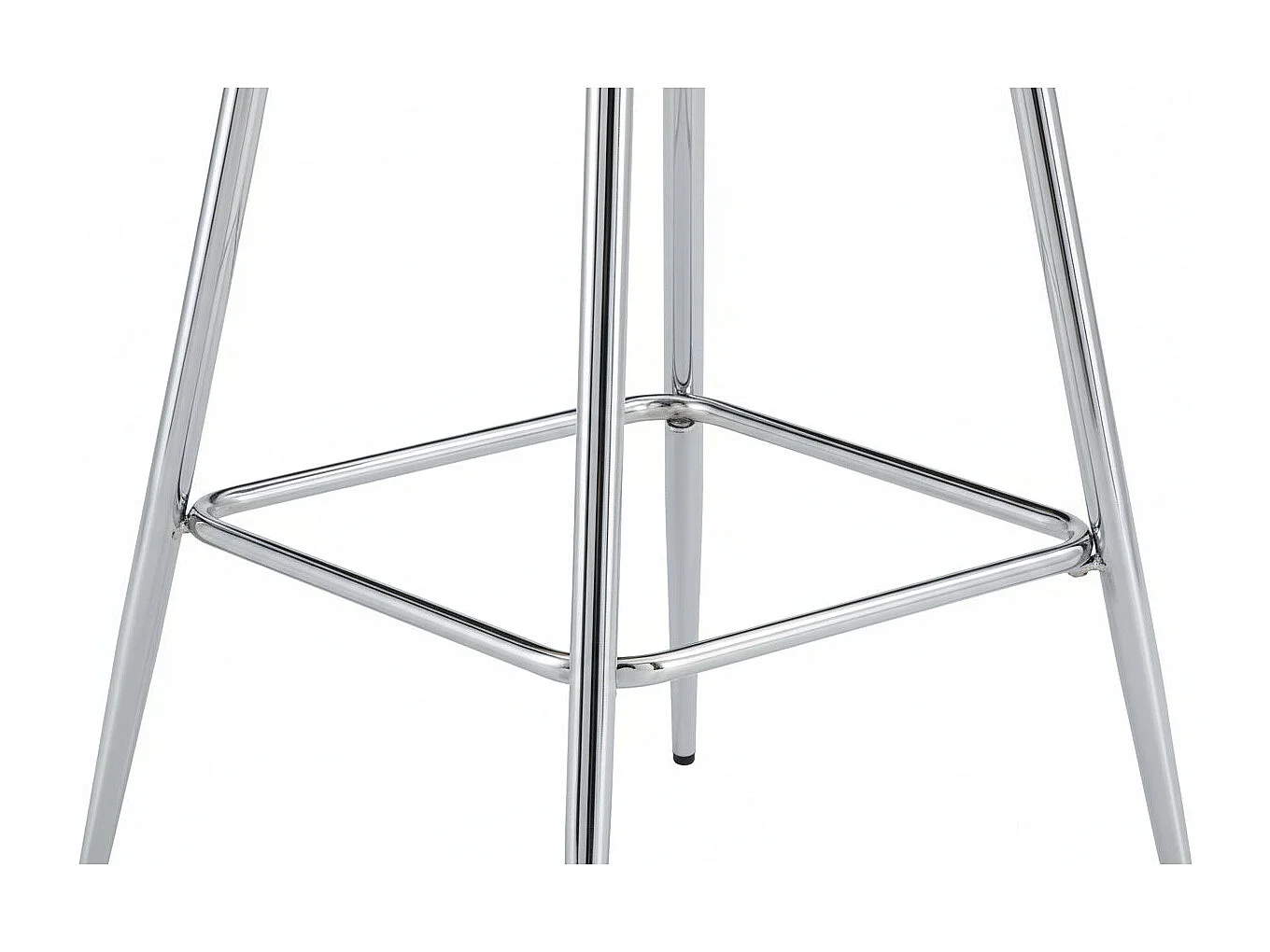 Lot 2 Tabourets de Bar Teddy Velours Beige Pieds Chrome 47x36x98cm