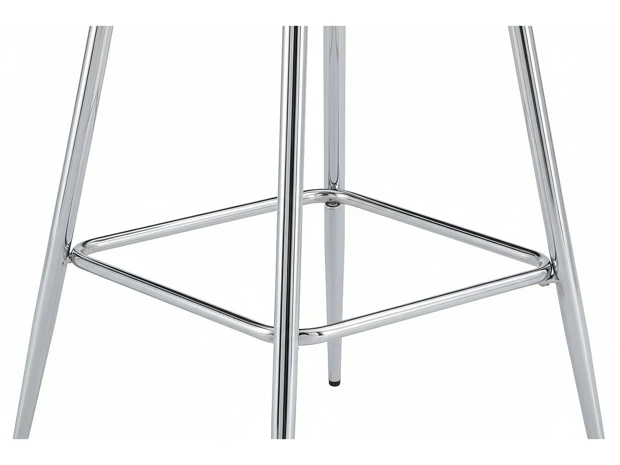 Lot 2 Tabourets de Bar Teddy Velours Beige Pieds Chrome 47x36x98cm