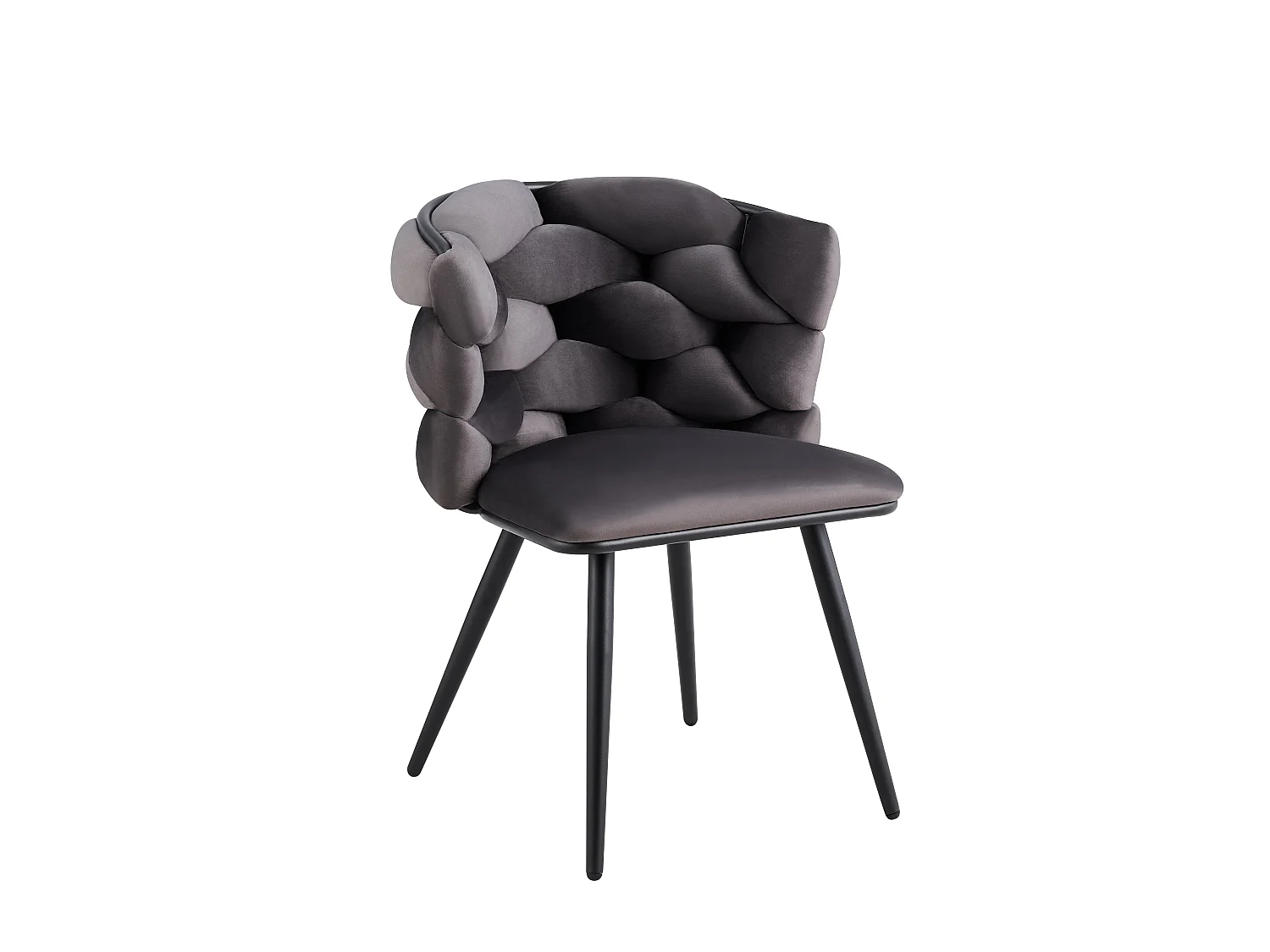 Lot de 2 chaises salle à manger en tissu anthracite pieds métal noir - LOLIPOP