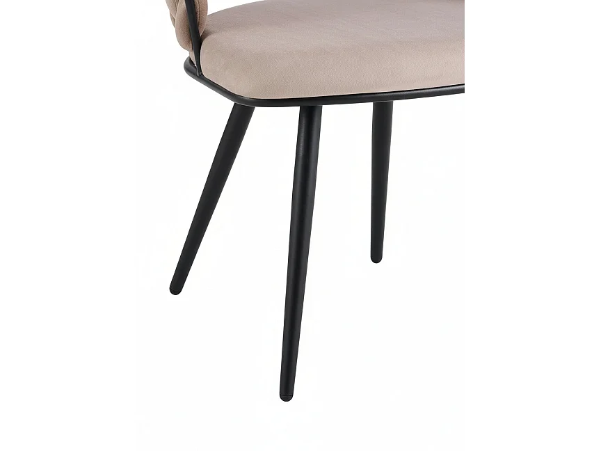 Lot 2 Chaises Salle à Manger Velours Taupe Dossier Tressé Métal Noir CAROLINA