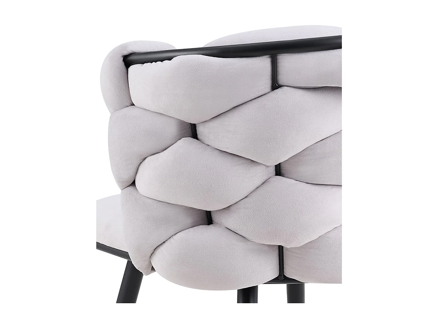 Lot 2 Chaises Salle à Manger Tissu Gris Dossier Tressé 60x60x77cm LOLIPOP