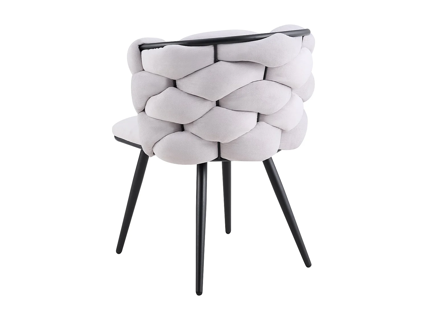 Lot 2 Chaises Salle à Manger Tissu Gris Dossier Tressé 60x60x77cm LOLIPOP