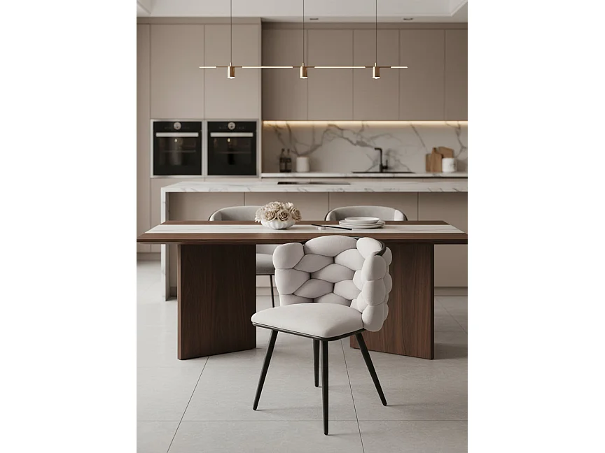 Lot 2 Chaises Salle à Manger Tissu Gris Dossier Tressé 60x60x77cm LOLIPOP