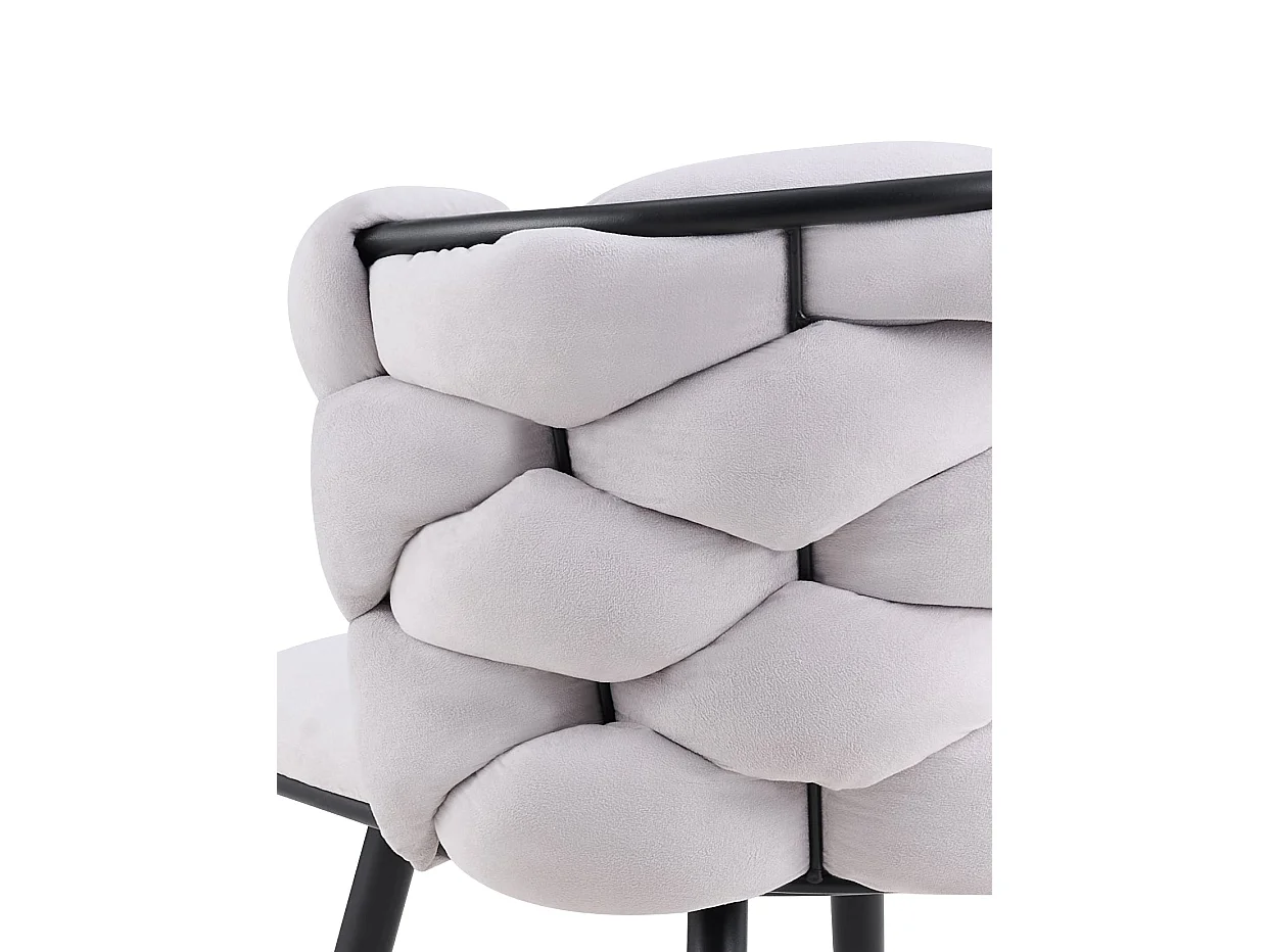 Lot de 2 chaises salle à manger en tissu gris pieds métal noir - LOLIPOP