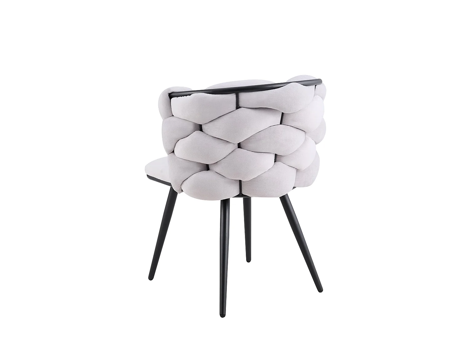 Lot de 2 chaises salle à manger en tissu gris pieds métal noir - LOLIPOP
