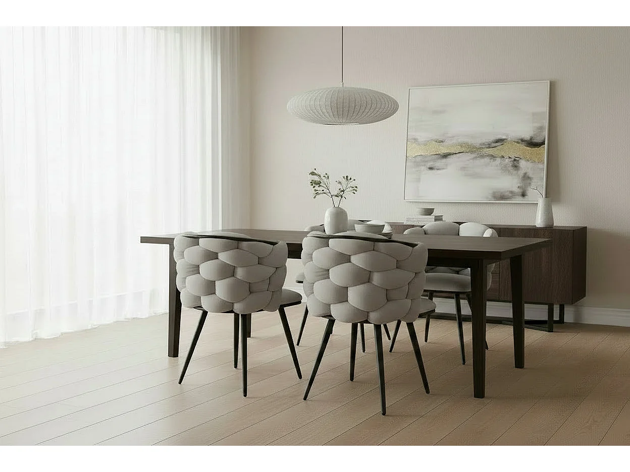 Lot de 2 chaises salle à manger en tissu gris pieds métal noir - LOLIPOP