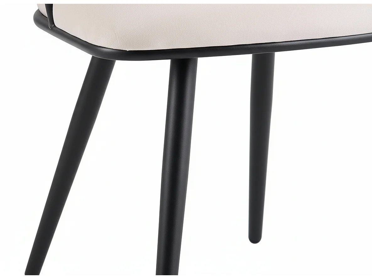 Lot de 2 Chaises Salle à Manger Velours Beige Dossier Tressé Métal Noir CAROLINA