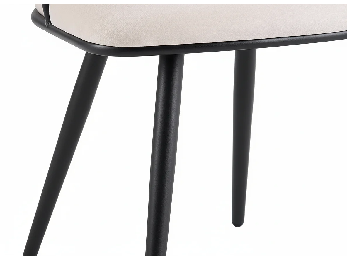 Lot de 2 Chaises Salle à Manger Velours Beige Dossier Tressé Métal Noir CAROLINA