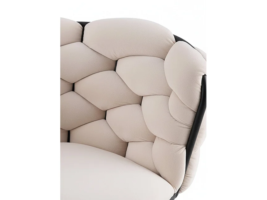 Lot 2 Chaises Salle à Manger Tissu Beige Dossier Tressé 60x60x77cm LOLIPOP