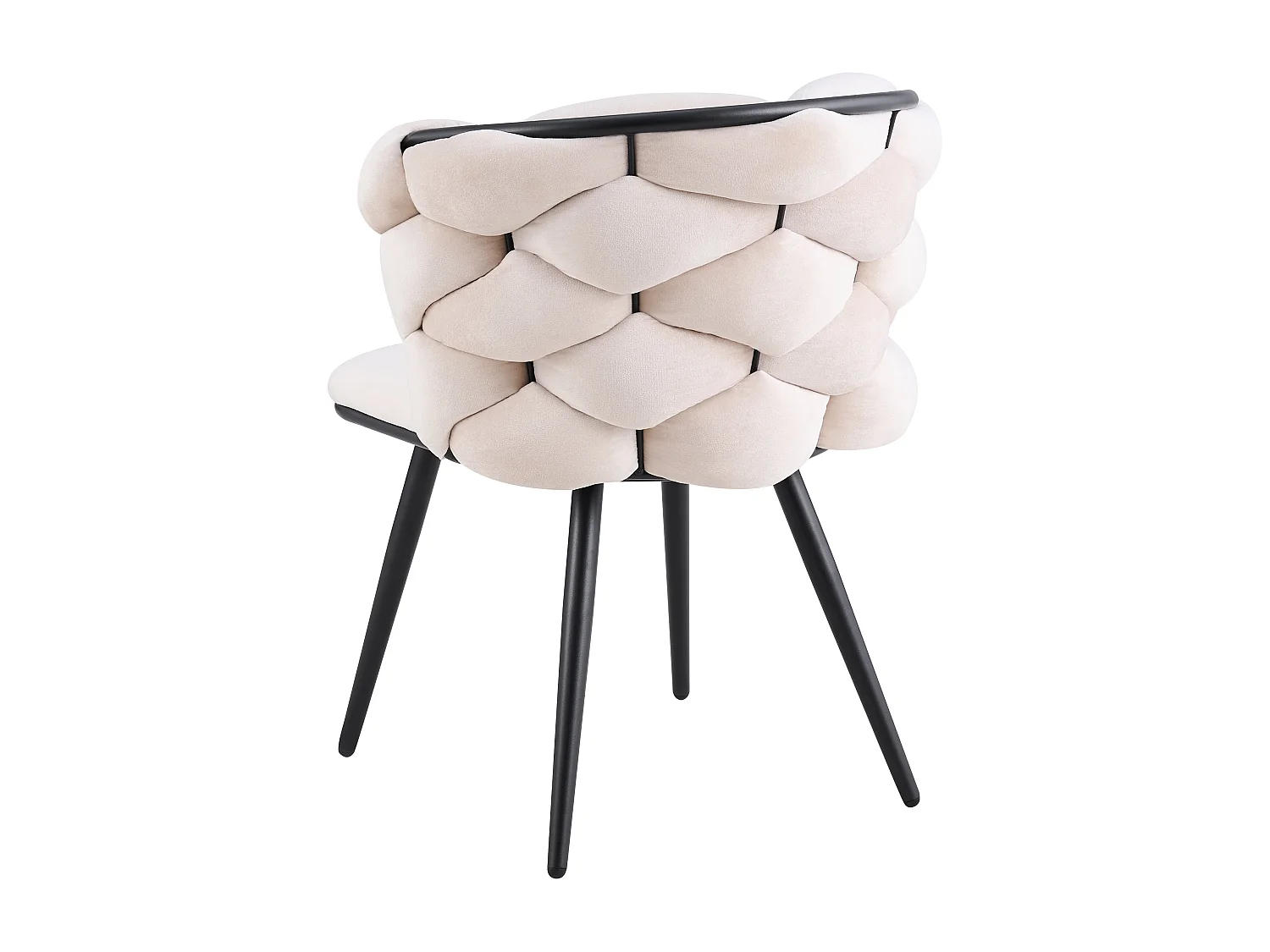 Lot 2 Chaises Salle à Manger Tissu Beige Dossier Tressé 60x60x77cm LOLIPOP