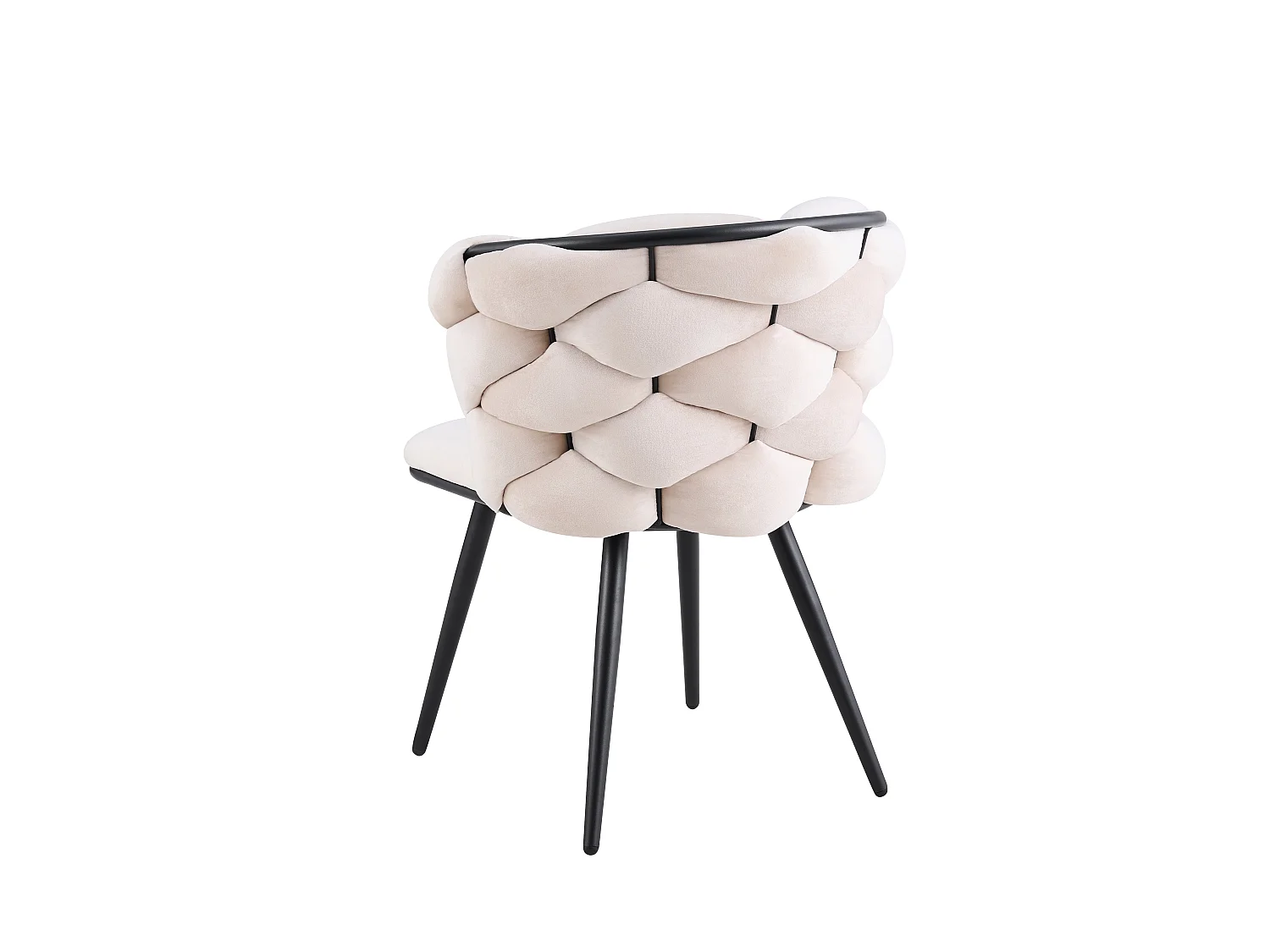 Lot 2 Chaises Salle à Manger Tissu Beige Dossier Tressé 60x60x77cm LOLIPOP