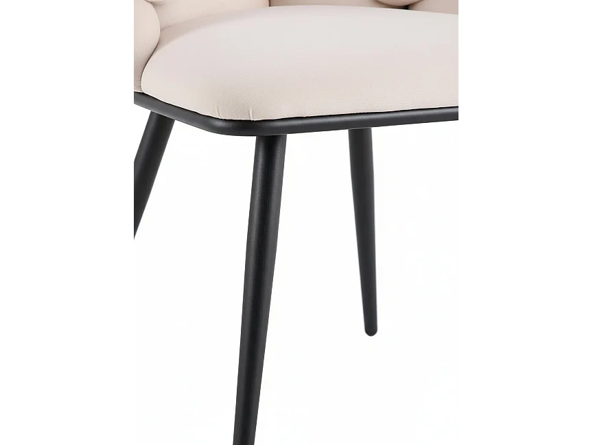 Lot de 2 chaises salle à manger en tissu beige pieds métal noir - LOLIPOP
