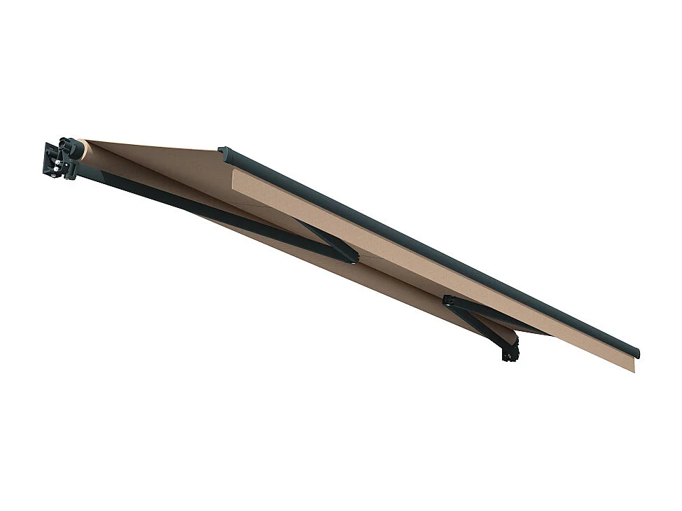 Store banne loggia LOCUS 4,00x2,00m (Motorisé et Interrupteur - Taupe - Gris anthracite)