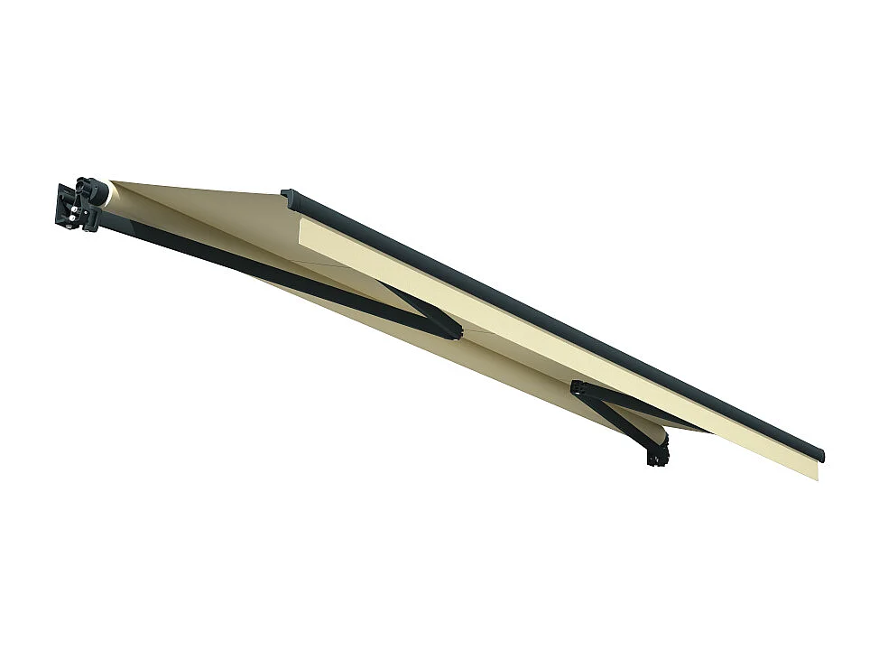 Store banne loggia LOCUS 4,00x2,00m (Motorisé et Interrupteur - Ecru - Gris anthracite)