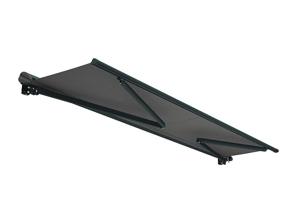 Store banne semi-coffre SARARI 4,00x3,00m (Motorisé à télécommande + manœuvre de secours - Gris Graphite - Gris anthracite)