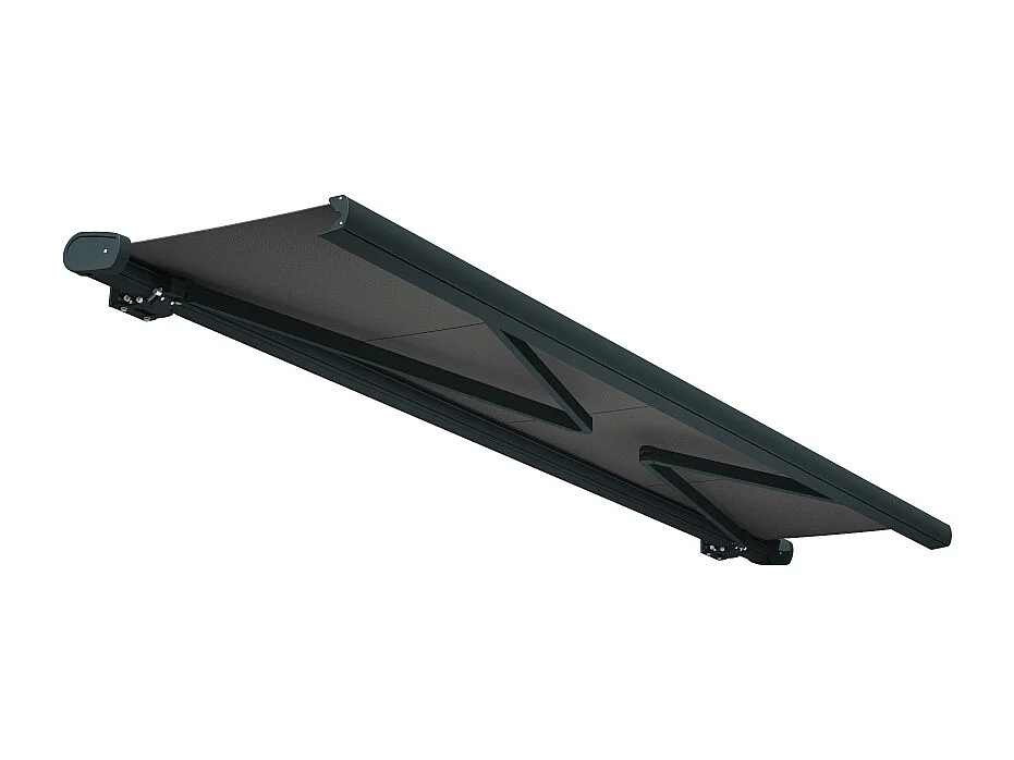 Store banne coffre MEEL 4,00x3,00m (Motorisé Secours à Télécommande + LED - Gris Graphite - Gris anthracite)