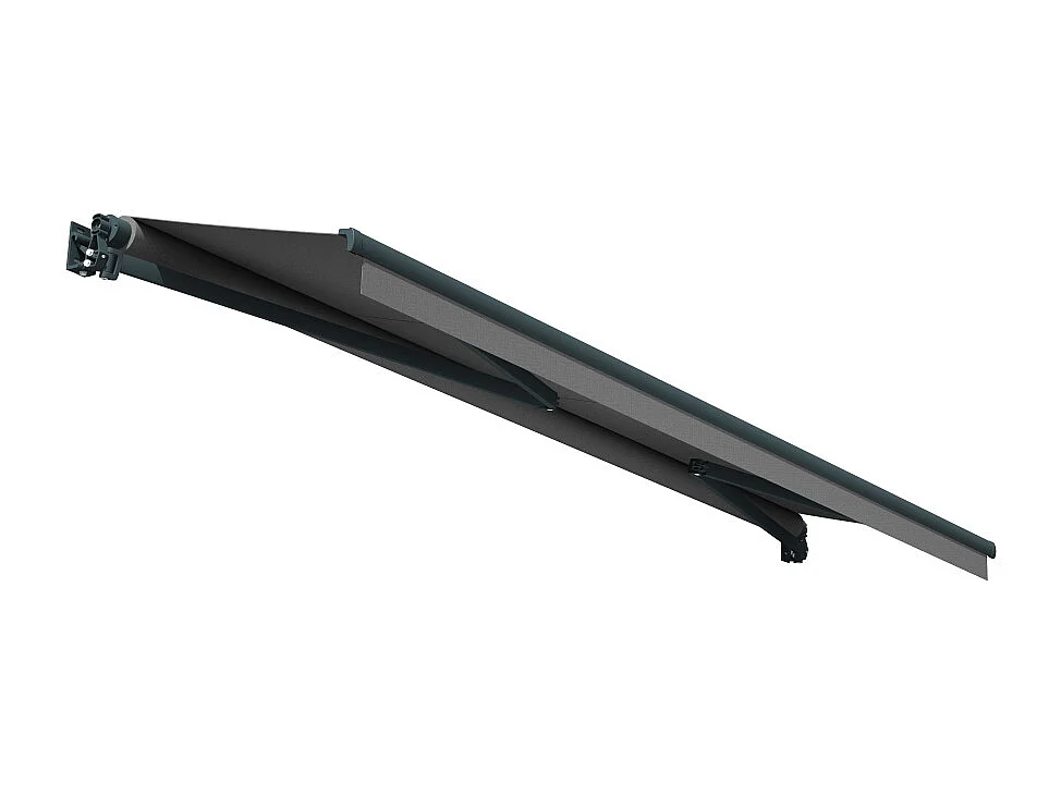 Store banne loggia LOCUS 2,50x1,50m (Motorisé et Interrupteur - Noir - Gris anthracite)