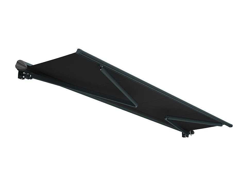 Store banne semi-coffre SARARI 5,00x3,00m (Manuelle - Noir - Gris anthracite)