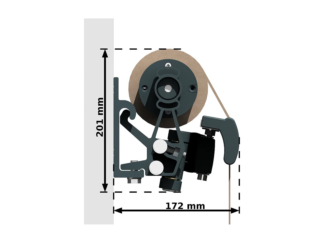 Store banne loggia LOCUS 2,50x1,50m (Motorisé et Interrupteur - Taupe - Gris anthracite)