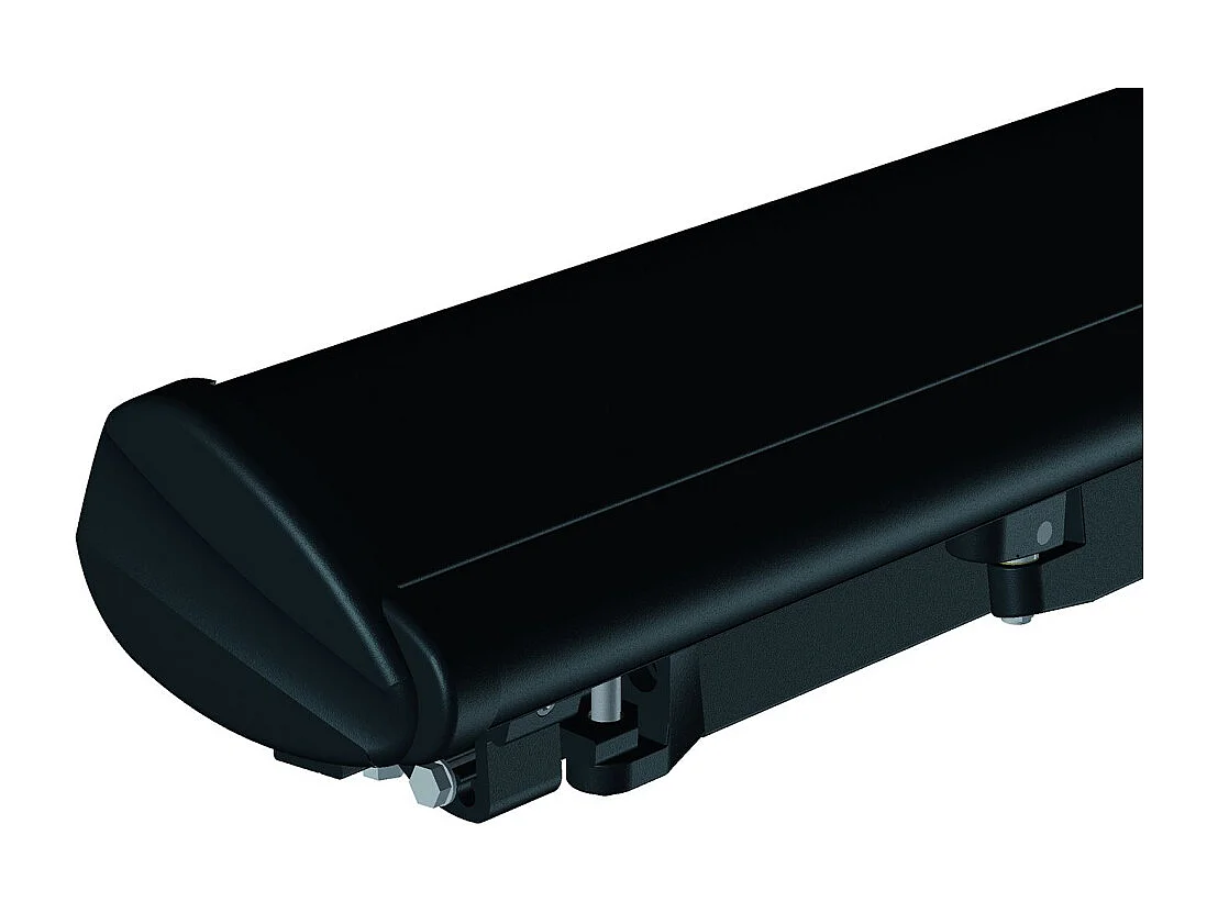 Store banne semi-coffre SARARI 4,00x3,00m (Motorisé à interrupteur + manœuvre de secours - Noir - Gris anthracite)