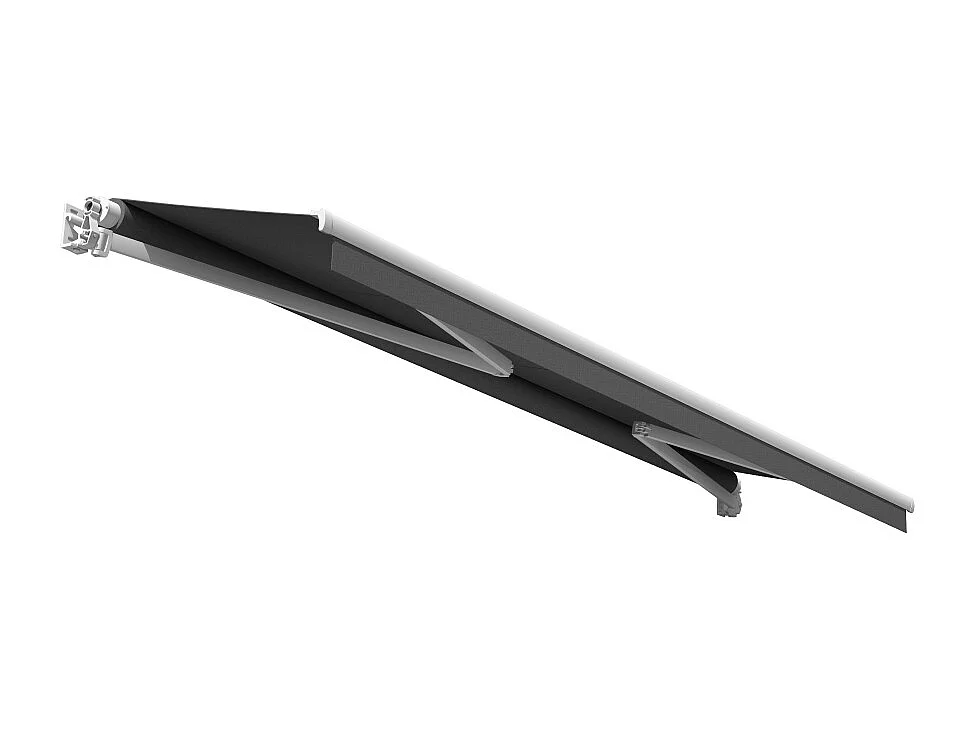 Store banne loggia LOCUS 2,50x1,50m (Motorisé et Interrupteur - Gris Graphite - Blanc)