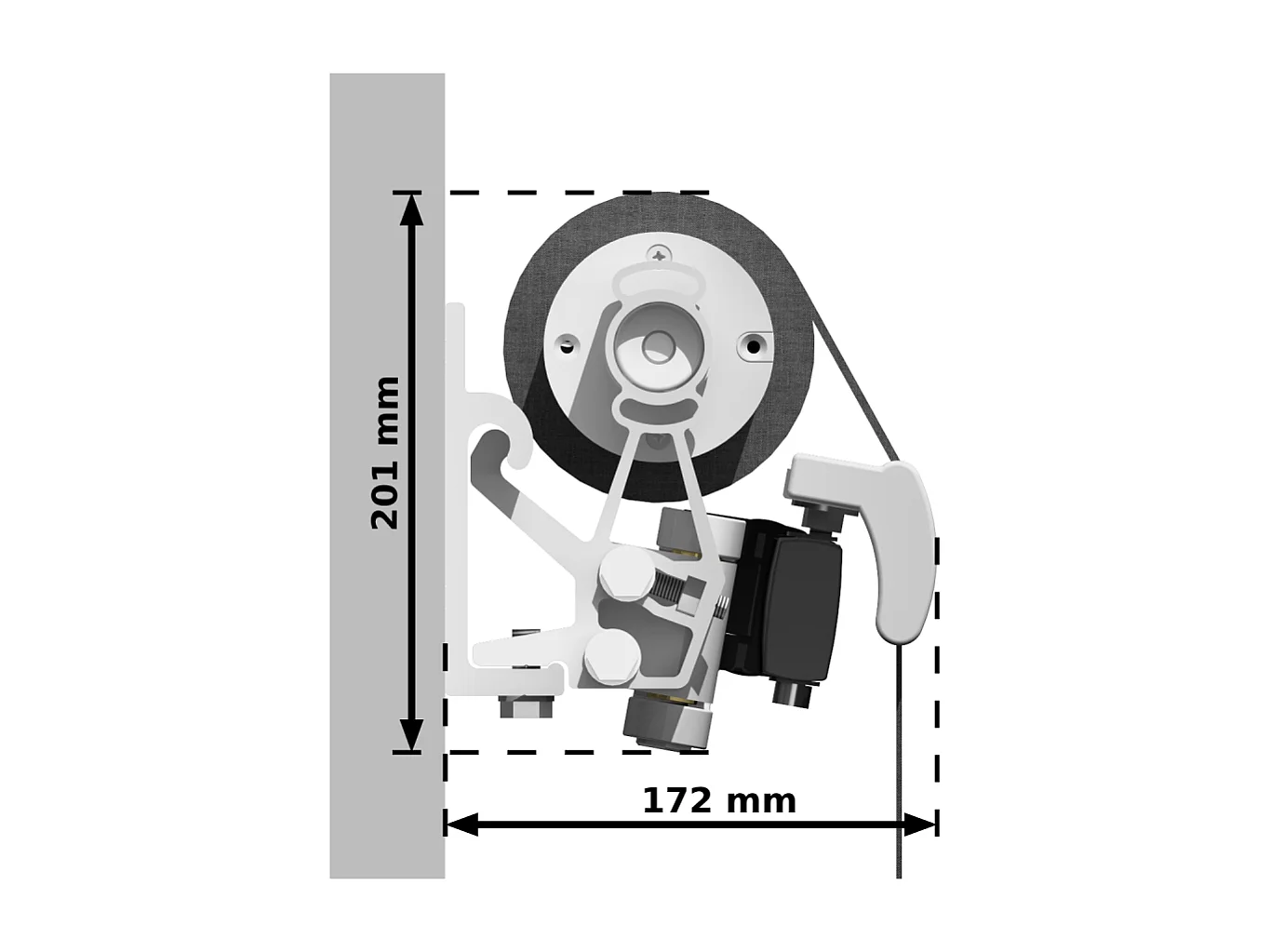 Store banne loggia LOCUS 2,50x1,50m (Motorisé et Interrupteur - Gris Graphite - Blanc)