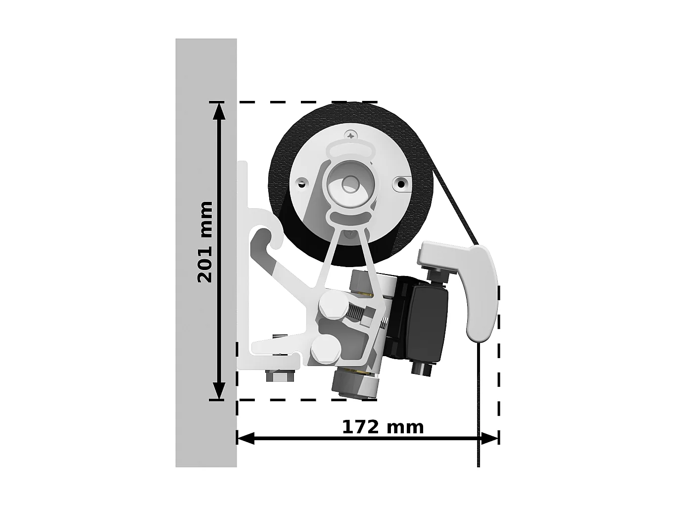Store banne loggia LOCUS 2,50x1,50m (Motorisé et Interrupteur - Noir - Blanc)