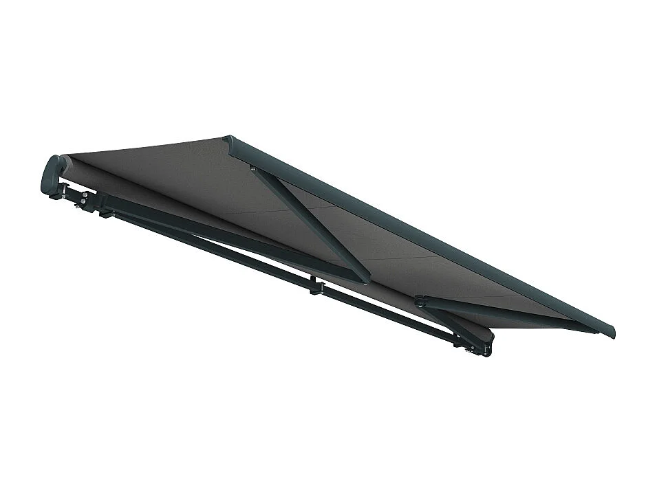 Store banne monobloc ESPAI 5,00x3,50m (Manuelle - Gris Graphite - Gris anthracite)