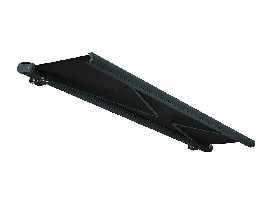 Store banne coffre MEEL 4,00x3,00m (Motorisé à interrupteur + manœuvre de secours - Noir - Gris anthracite)