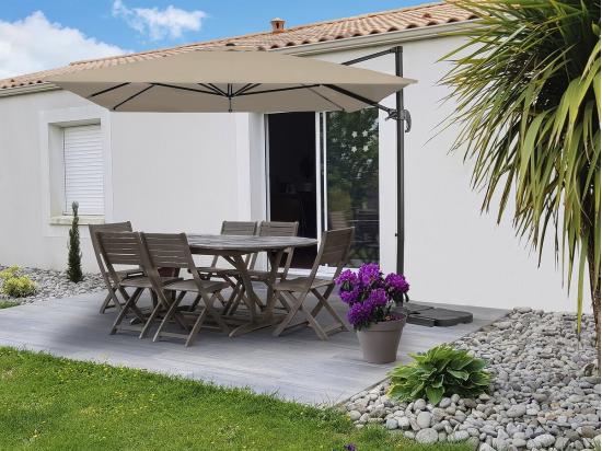 vente unique Parasol jardin déporté en aluminium "Sky 4" - 3 x 4 m - Taupe