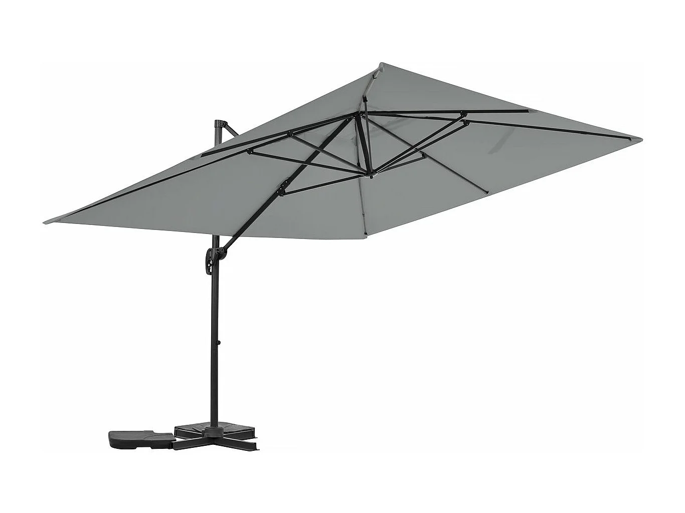 Parasol jardin déporté en aluminium "Sky 4" - 3 x 4 m - Gris