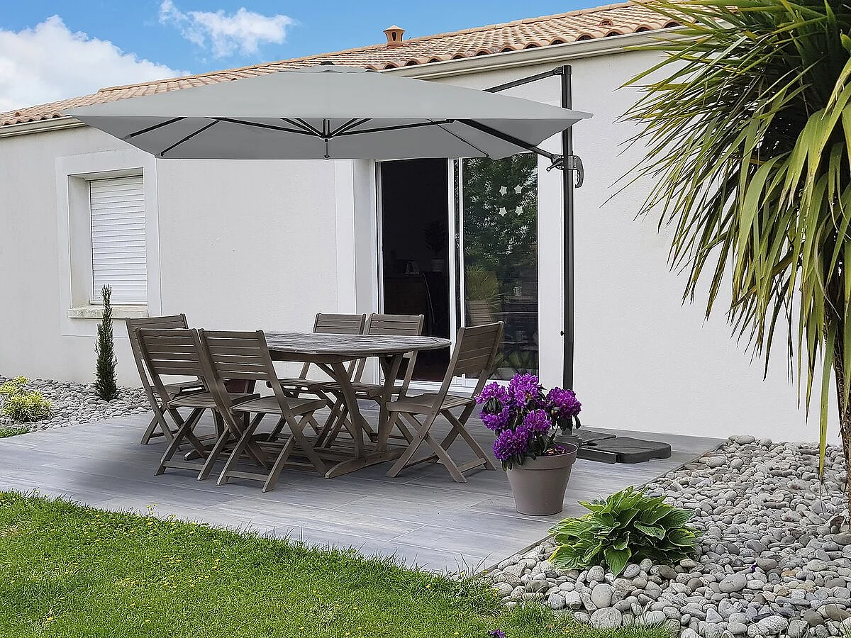 Parasol jardin déporté en aluminium "Sky 4" - 3 x 4 m - Gris