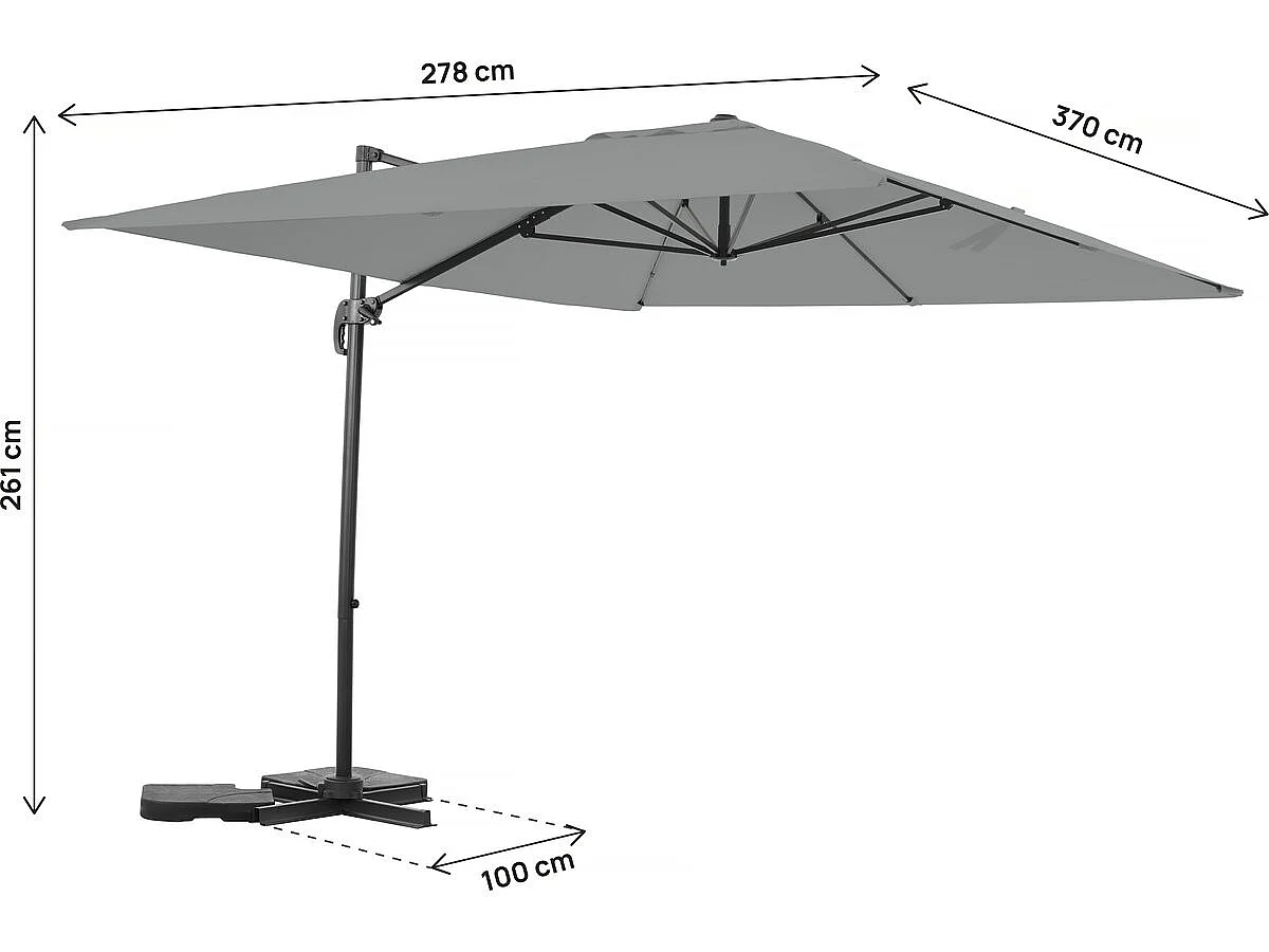 Parasol de jardín voladizo de aluminio "Sky 4" - 3 x 4 m - Gris
