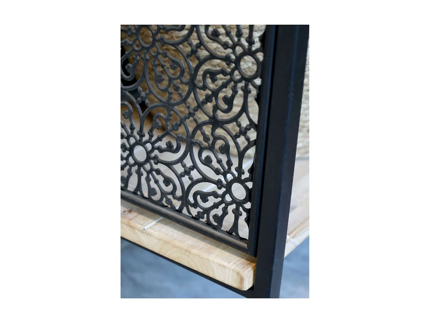 Etagère en bois de sapin marron et fer noir antique 60 x 35 x 168 cm