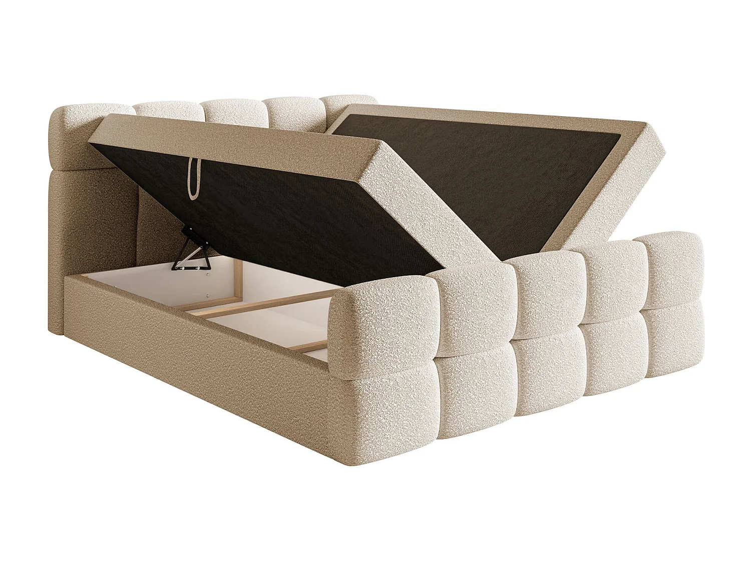 Lit continental - 180x200 cm - en bouclette beige clair - CLOUDY