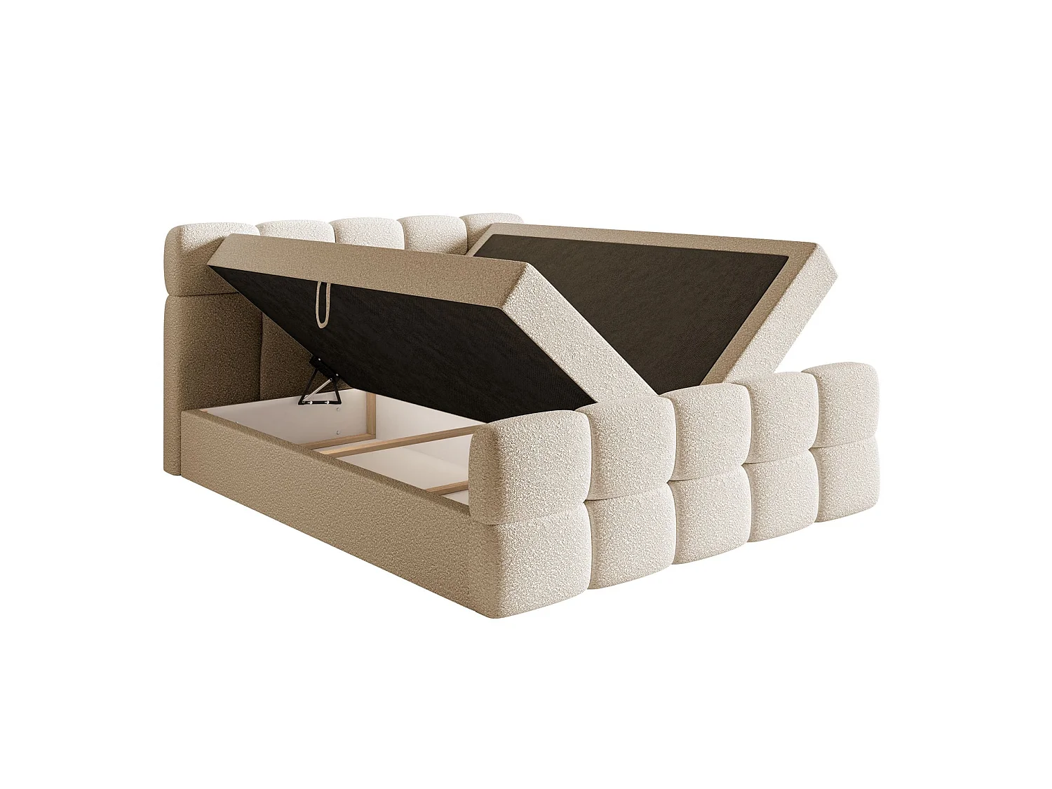 Lit continental - 180x200 cm - en bouclette beige clair - CLOUDY