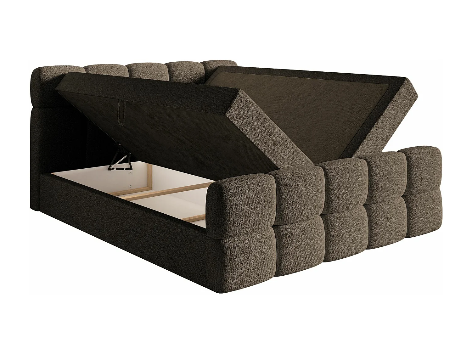 Lit continental - 140x200 cm - en bouclette brun - CLOUDY